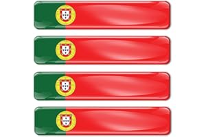 Biomar Labs® 4 pcs 3D Gel Pegatinas Bandera Nacional Portugal Silicona Adhesivo Autos Coches Motos Ciclomotores Bicicletas Ordenador Portátil F 17