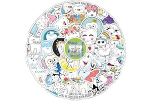 FANCICO 50 adesivi denti carini per bottiglie d'acqua, skateboard, bagagli, computer, album di ritagli, per bambini e adolescenti