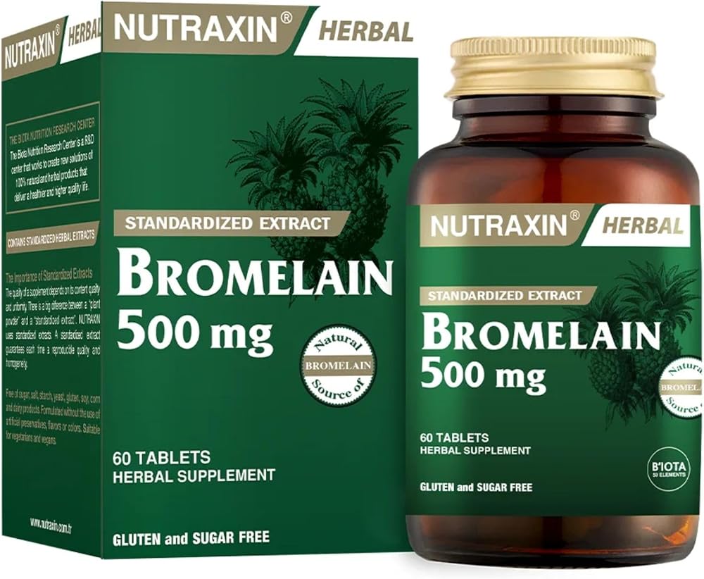 Nutraxin Herbal Bromelain 500 mg Takviye Edici Gıda (1 x 60 adet)
