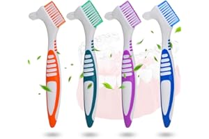FLZONHUT 4pcs Brosse à Dents Dentier,Brosse Nettoyage Prothèse Dentaire à Prothèses Dure Têtes de Double Angle Tête de Double Angle pour Soins de la Denture
