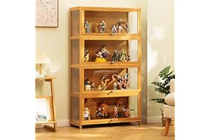 CHAANG vetrina espositiva vetrina soggiorno vetrinetta espositiva vetrina espositiva per collezionismo Struttura in bambù naturale, porta a battente, ermetica e antipolvere, facile da installare e facile da