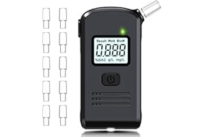 Yeerain Ethylotest Electronique à Double Capteur, Alcootest Professionnel avec Écran LCD numérique, Etylometre Électronique Homologué, pour Usage Personnel et Professionnel, avec 20 Embouts