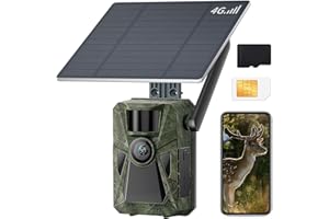 FKPCAM 4G LTE Wildkamera mit SIM Karte Solar, 2.7K/48MP Video Wildkamera mit Handyübertragung APP, Eingebaute 7500mAh Lithium-Batterie, 64GB Speicherkarte,Wildtierkamera Nachtsicht, 0.2s Auslöser，IP67