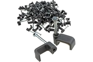 ENTIE FLAT Grey 10mm Cable Clips for 2.5mm2 Twin & Earth Cables [100 Pack] [10mm (2.5mm2 T&E)]