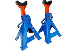 SATKIT Chandelles 3T (Paquet de 2) – 300–415 mm – À crémaillère + goupille – Patins en Caoutchouc Antidérapant– Support de Levage Voiture, SUV et 4×4