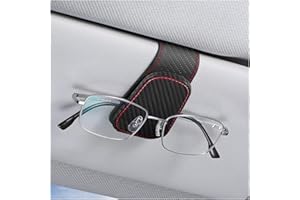 CGEAMDY Brillenhalter für Auto Sonnenblende, Auto Visier Brille Halterung, Magnetischer Leder Brillenhalter Clip, Ticket Karten Clip Brillen Halterung Geschenke (Carbon)