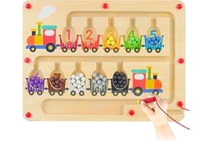 POFIBO Jeux Labyrinthe Magnetique Enfant - Apprendre Les Couleurs Jeu de Comptage et Tri Jouet Bois Jouet Montessori Parcours de Motricité Fine Jeux educatif pour Garçons Filles 3 4 5 6 7 Ans