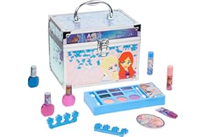 ‎TOWNLEY GIRL Disney Frozen - Townley Girl Train Case Kosmetik-Makeup-Set mit Lipgloss, Augenschimmer, Pinsel, Nagellack, Zubehör und mehr! Für Mädchen ab 3 Jahren, ideal für Partys (Disney Frozen)
