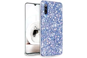 OKZone Funda para Xiaomi Mi 9 Carcasa Purpurina [con Protector Pantalla], Cárcasa Brilla Glitter Brillante TPU Silicona Teléfono Smartphone Funda Móvil Case (Azul)