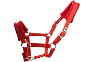 PALETUR0 Capezza da cavallo Attrezzatura da equitazione staccabile Pile sportivo Imbottito per esterno Pratico cinturino regolabile Protettivo Doppio strato Addensare Taglie multiple Accessori durevoli(LRosso)