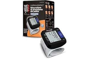 WECAREYU Misuratore Pressione Cardio-COMPACT con Lettura Vocale e Memorizzazione, Sfigmomanometro Digitale da Braccio, Design Compatto Total Black