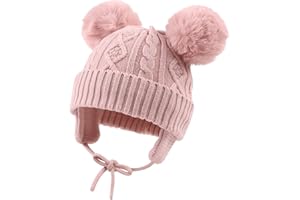 XIAOHAWANG Gorro de Punto de Invierno para niños y niñas, Gorro de bebé con pompón