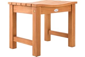 CLP Taburete de Teca para Exteriores Resistente a la Intemperie Bibury, Taburete y reposapiés en uno, Duradero para jardín, Color:Teca