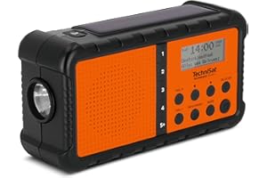 TechniSat TECHNIRADIO SOLAR 2 – DAB+/UKW Solar-Kurbel-Radio (mobiles Camping Radio mit Solarpanel, Akku, USB Powerbank-Funktion, LED-Taschenlampe, Favoritenspeicher, Gehäuse aus Meeresplastik, 1 W)