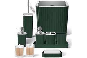 XLHOMO Bathroom Accessories Set - Gorgeous Green Bathroom Set, 10PC Green Bathroom Accessory Set, Bathroom Sets with Toilet Brush, Bathroom Trash Can