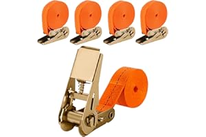 JOZMMZEOOA 4 Pièces Sangle Arrimage 6M X 2.5CM Sangle a Cliquet Sangle de Serrage,Sangles D'arrimage Arrimage Coulissantes a Cliquet Automatique,pour Charge de Voiture ou du Transporter Sangle Camion