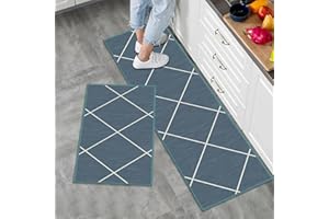 LY4U 2 Pieces Non Slip Kitchen Rug Set, Water Absorbent Floor Mats, Kitchen Carpets and Rugs for Home Dining Room and Entryway,40x60cm + 40x120cm