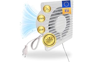 TronicXL IPX4 100 mm di scarico/aria di alimentazione, ventilatore con spina di alimentazione e interruttore per Homebox Growbox GrowBox Secret Jardin GrowPro DiamondBox Zelsius Mars Hydro ecc.