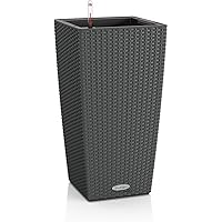 LECHUZA CUBICO Cottage 30, Granit, Hochwertiger Kunststoff, Inkl. Bewässerungssystem, Herausnehmbarer Pflanzeinsatz, Für…