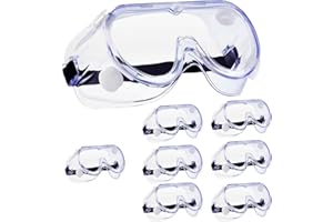 HowseHold Safety Goggles (Pack of 8) Anti Fog Protective Safety Glasses Chemical Splash Resistant Clear Eye Protection for Home Lab Workplace Comfortable Strap
