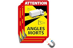 ‎HAGEFOL HAGEFOL Toter Winkel Attention Angles Morts Magnetschilder - 3 STK, 17 x 25 cm - Magnetfolie 900µ, extra stark magnetisch haftend, wiederverwendbar, Totwinkel Schild Frankreich (für LKW, 3 Stück)