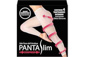 PANTASLIM COMPRESS kit 4 trattamenti - collant drenante anticellulite - formula Shape Perfection Capsaicina + Sale Rosa dell'Himalaya con pantaloni in cartene e tanga monouso - 99% originale naturale