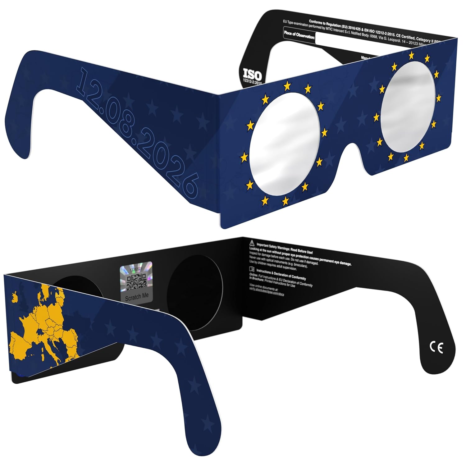 Absolute Eclipse EU zonsverduistering bril bulk - ISO 12312-2 getest en CE-gecertificeerd - Europese fabrikant aanbevolen door AAS - Eclipse Europe 2026