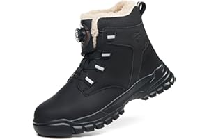 KOIFISH Arbeitsschuhe Herren Damen Winter Sicherheitsstiefel Warm Gefütterte Sicherheitsschuhe Leicht Komfort Stahlkappenschuhe mit Drehverschluss
