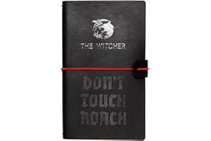 Grupo Erik Reisetagebuch zum Selberschreiben, The Witcher, Dotted Notebook, Einband aus Synthetischem Lederund Gummiband, Zum Sicheren Verschließen, Schwarz Witcher, 12x19.6 cm