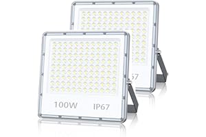 TOPAUBUB Focos LED Exterior 100W, Proyector LED Exterior 10000LM 6500K Blanco Frío Impermeable IP67 para Jardin(2 Piezas)