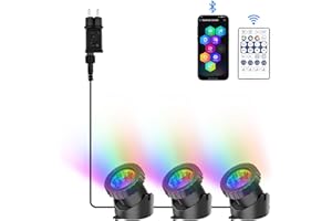 NATPOW Luces para Estanques, luz estanque sumergible Alimentadas por Red, APP y control remoto, cronometraje, 16 millones de colores para Acuario, Jardín, Patio, Piscina, Pozo (3 in 1)