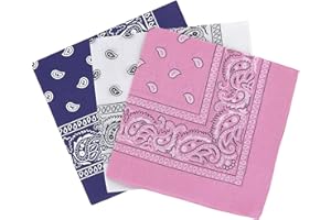 HATS OF LONDON Paisley Bandanas Pack Of 3 Paisley Cotton Paisley Print Neck Scarf Headband Face Cover or Face mask for outdoor Wrist Scarf 100% Cotton Unisex Bandana