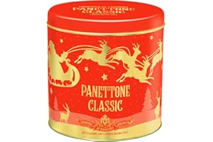 Chiostro di Saronno Panettone Artigianale Classico 1000 g, Lenta Lievitazione, Panettone con Canditi e Uvetta Sultanina, Panettone Tradizionale con Scorze d'Arancia e Cedro, Latta Rossa con Renne