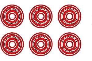 RITTER MEDIENDESIGN 6 adesivi di alta qualità con allarme, sistema di allarme, rotondi, resistenti alle intemperie e ai raggi UV