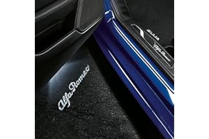 GZZHENGYE 2Pcs LED Car Door Welcome Light Proiettore Lampada Ghost Shadow Logo Lampade Per Alfa Romeo Giulia 952 Stelvio 949 tonale Giulietta Brera 159 Spider (Lettera bianca)