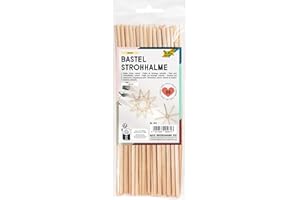 Folia 961 - Cannucce per bricolage, in paglia, naturale, lunghezza ca. 22 cm, 50 pezzi, per creare stelle e figure