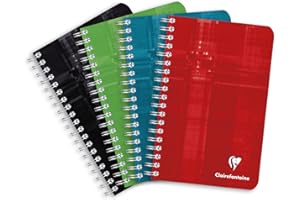 Clairefontaine 8606C Un taccuino a spirale - 11x17 cm - 180 pagine a righe - Carta Bianca 90g - copertina in carta laminata colore casuale