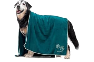 Lucky Paws® UK Dog Towel – Extra Large 140x70cm Dog Towels – Super Absorbent, Luxuriously Soft, Fast Drying Dog Towels for Drying Dogs – Premium Microfibre Dog Towel (Pack of 1, Teal)