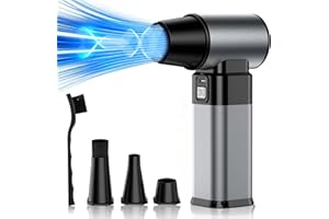 Jkevow Aria Compressa Elettrico, Pressione Massima del Vento 500g Forte Soffiatore Aria Compressa, 4 Velocità Regolabile per Elettronica, Divani, Auto, Neve e Foglie Soffiate All'aperto