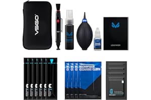 VSGO Professional Kamera Reinigungsset mit Objektiv Reinigungsstift Luftgebläse Reinigungsflüssigkeit, kompatibel für Canon, Nikon, Sony DSLR Kameras (20-in-1 Kit mit APS-C Tupfern)