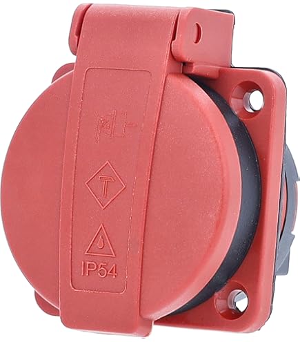 8 stuks/inbouwstopcontact, Schuko-stopcontact, 16 A met IP54 / flensafdichting (rood