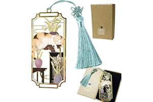 HEYMILA Marque Page en Métal avec Chat, Cadeau D'anniversaire pour les Femmes et les Amateurs de Marque-Pages, les Enseignants et les Étudiants, Cadeau pour le Club de Lecture - Bleu violet
