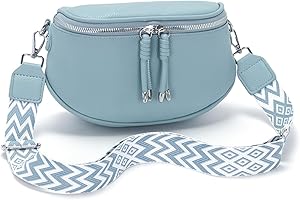 Atgbiem Sac Banane Femme Bleu clair Sac bandouliere Femme Petit Sac a Main Femme Cuir Sacoche Femme Bandoulière