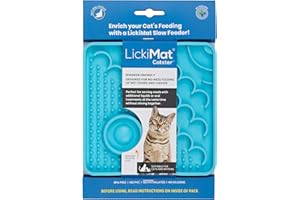 LickiMat Catster Cat Food Mat - Cat Slow Feeder with Micro Dish for Added Hydration - Perfect for Food, Treats, Yoghurt & Anxiety Relief for Cats - Fun Alternative to Slow Feeder Cat Bowl - Turquoise