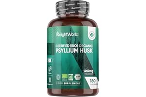 WeightWorld Organic Psyllium Husk Capsules | 1400mg per Serving | 180 Capsules | 3 Months Supply | Prebiotic Fibre Supplement | Soil Association Certified Organic Psyllium Husk Powder Supplement