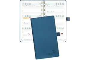 POPRUN Agenda de Poche 2025 16,5 x 9 cm D'août 2024 à déc 2025 - Petit Planner Semainier Scolaire 17 Mois avec Couverture Souple Spirale, Fente Pour Carte, Papier Certifié FSC®80 g/m² - Bleu nuit