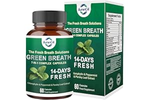 AURANC-H Chlorophyll Capsules Oral Health Probiotics - Bad Breath Capsules, 7-in-1 Body Deodorizing Supplement, Zero Breath Bad Breath, 7-in-1 Body Deodorizing Supplement, 60 Capsules