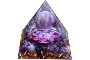 BESORGONE Pyramide en cristal d'améthyste Pure, sphère d'orgonite avec Chakra d'énergie Reiki Positive, Collection d'orgone de guérison, Pyramide de méditation