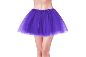 YOLEV Tütü Damen Rose Rot Erwachsene Tüllrock Rose Rot Damen Stretch 3 Lagen Tüll Ballettrock Karneval Kostüm Party Zubehör Urlaub Tanz Halloween Laufrock 80er Rock Jahre Outfit Damen Ballett Rock