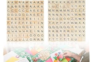 KAPSING Juego de 200 Letras de Madera, fichas del Alfabeto, Letras de Scrabble, Rompecabezas de Madera de la A a la Z, para decoración del hogar, Fiestas y Bodas